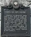 The historical marker at the base of Cape Engaño Lighthouse
