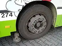 Image 20The kerb guide wheel of a guided bus in Mannheim, Germany (from Guided bus)