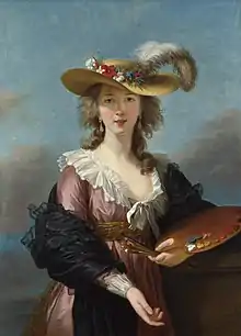 Self-portrait in a Straw HatÉlisabeth Vigée Le Brun painted several self-portraits that were hugely successful in the Paris Salons, and was influential in pioneering an "informal" fashion style at the end of the Ancien Régime. At 22, 1782.