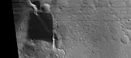 Square shadow as seen by HiRISE  With the many tens of thousands of pictures taken with HiRISE some are bound to be strange--that is this was not staged by aliens.