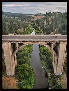 Sunset Boulevard Bridge from above on the rail bridge looking north.